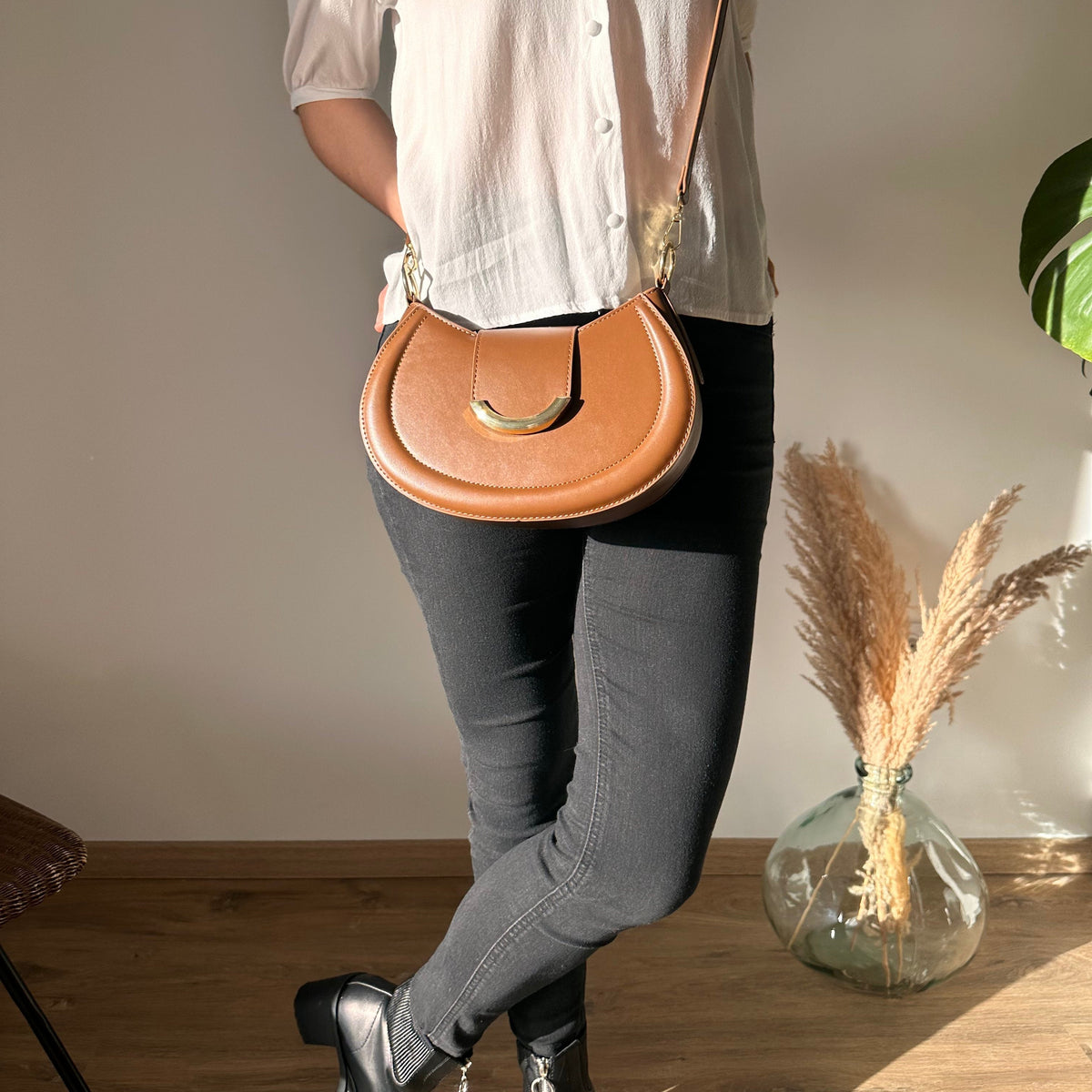 Petit sac bandoulière en simili cuir avec anse courte