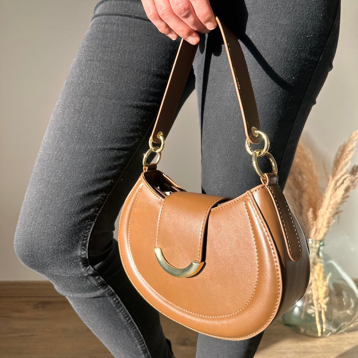 Petit sac bandoulière en simili cuir avec anse courte