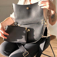 Sac bandoulière vintage en simili cuir avec pompon