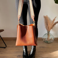 Sac seau bandoulière en simili cuir grainé