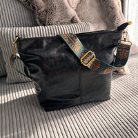 Sac bandoulière en simili cuir à sangle en tissu