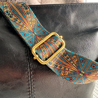 Sac bandoulière en simili cuir à sangle en tissu