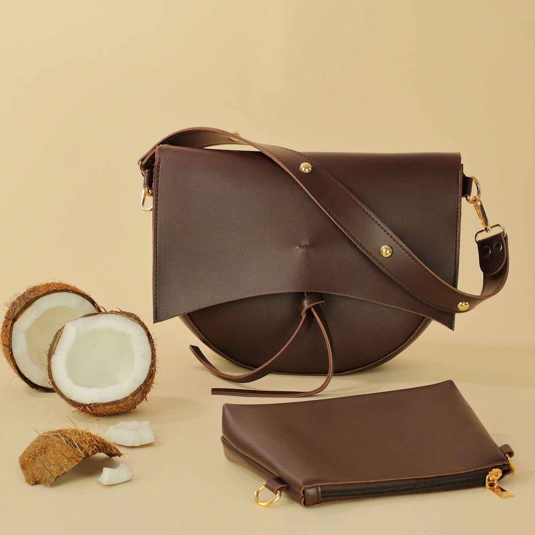 Sac bandoulière vintage en simili cuir avec pompon