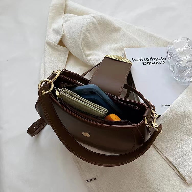 Petit sac bandoulière en simili cuir avec anse courte