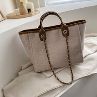 Sac cabas vintage en toile à bandoulière chaîne
