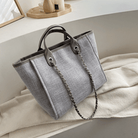 Sac cabas vintage en toile à bandoulière chaîne