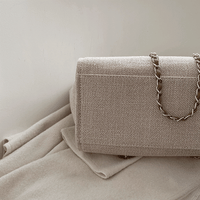 Sac cabas vintage en toile à bandoulière chaîne