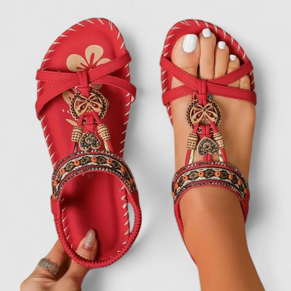 Sandales Femme Bohèmes à Perles Décoratives