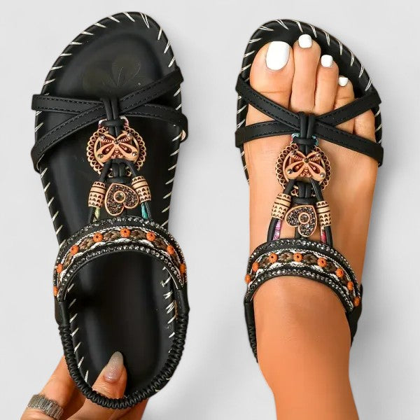 Sandales Femme Bohèmes à Perles Décoratives