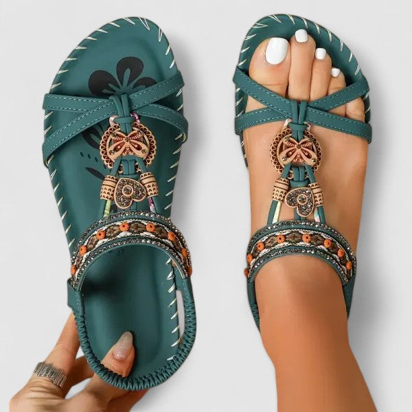Sandales Femme Bohèmes à Perles Décoratives