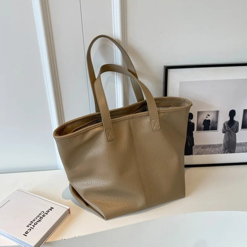Sac cabas zippé en simili cuir