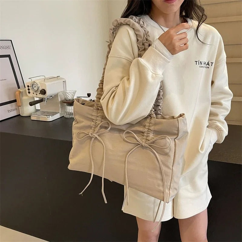 Sac cabas rectangulaire en nylon à anses nouées