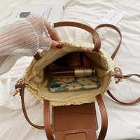 Sac cabas en paille à fermeture zippée