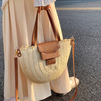 Sac cabas en paille à fermeture zippée