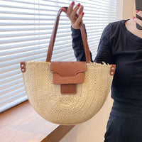 Sac cabas en paille à fermeture zippée