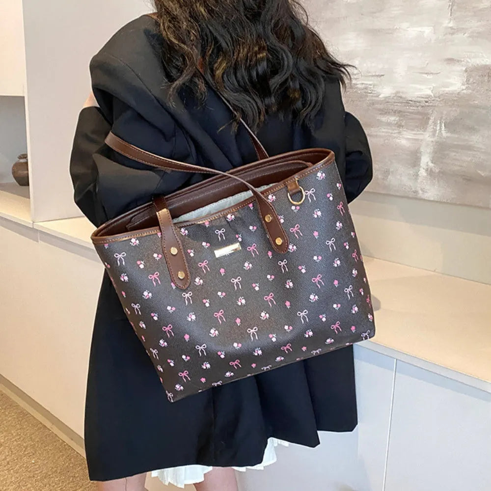 Sac cabas pour les cours en simili cuir à motifs