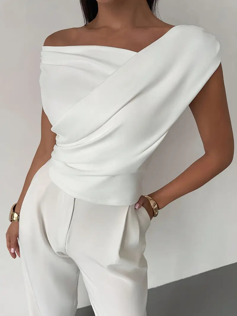 Top à épaule drapée élégant