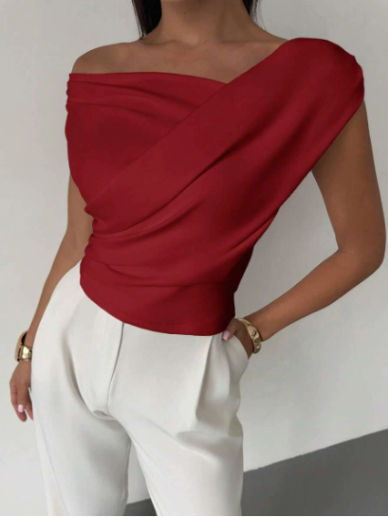 Top à épaule drapée élégant
