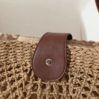 Sac bandoulière en paille et simili cuir
