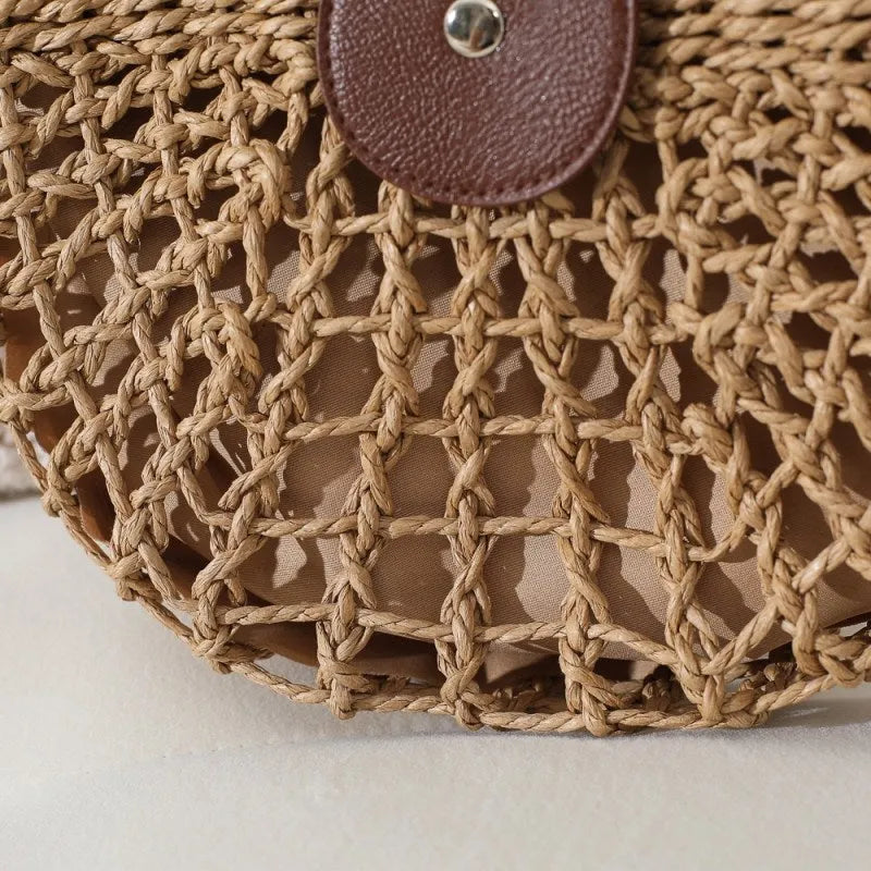 Sac bandoulière en paille et simili cuir