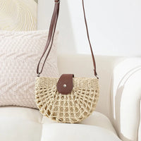 Sac bandoulière en paille et simili cuir