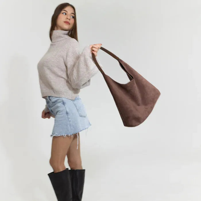 Sac hobo en suédine pour ordinateur 13 pouces