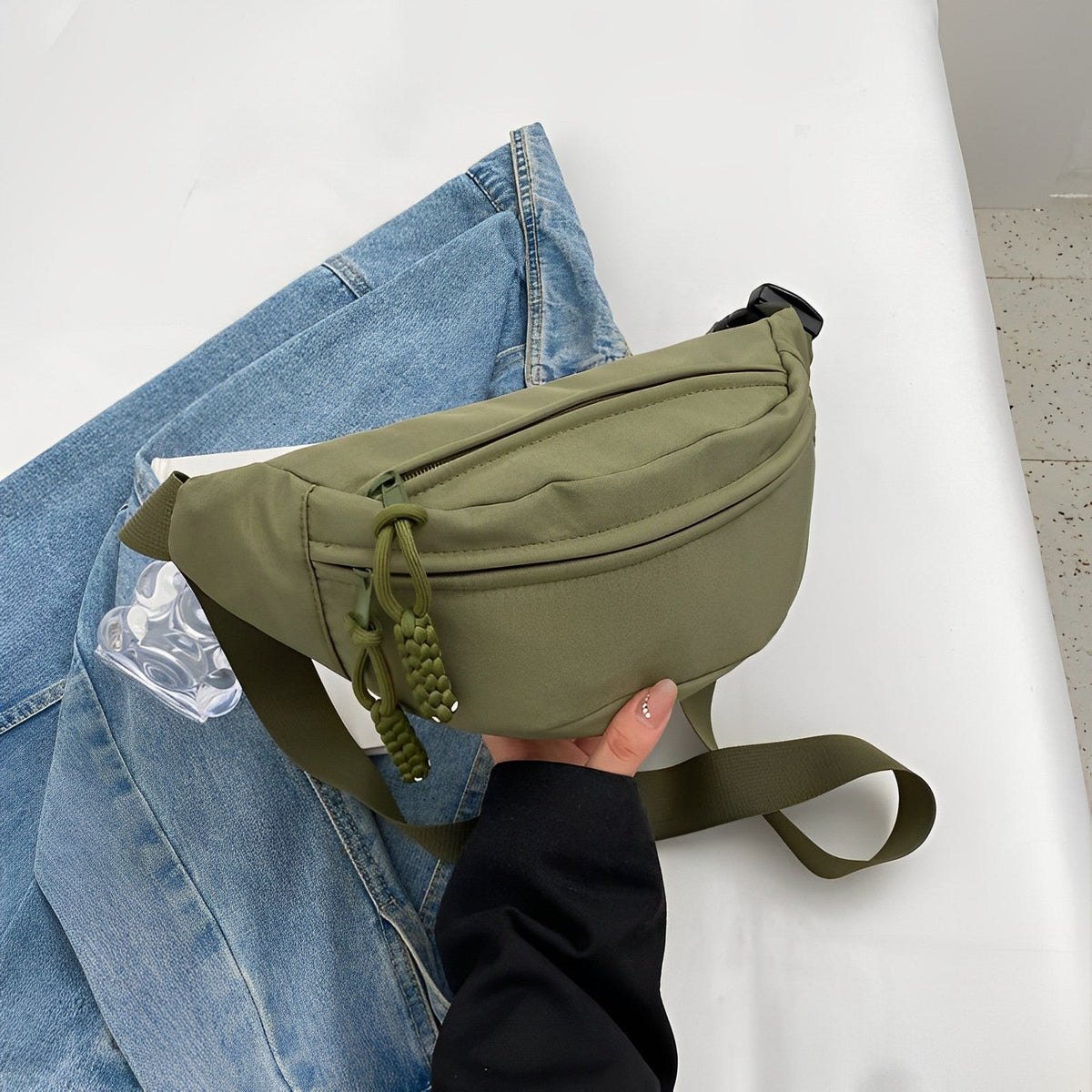 Sac banane bandoulière en nylon à sangle large