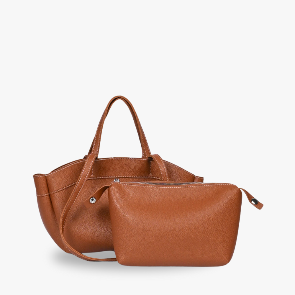 Sac cabas en simili cuir grainé avec pochette amovible