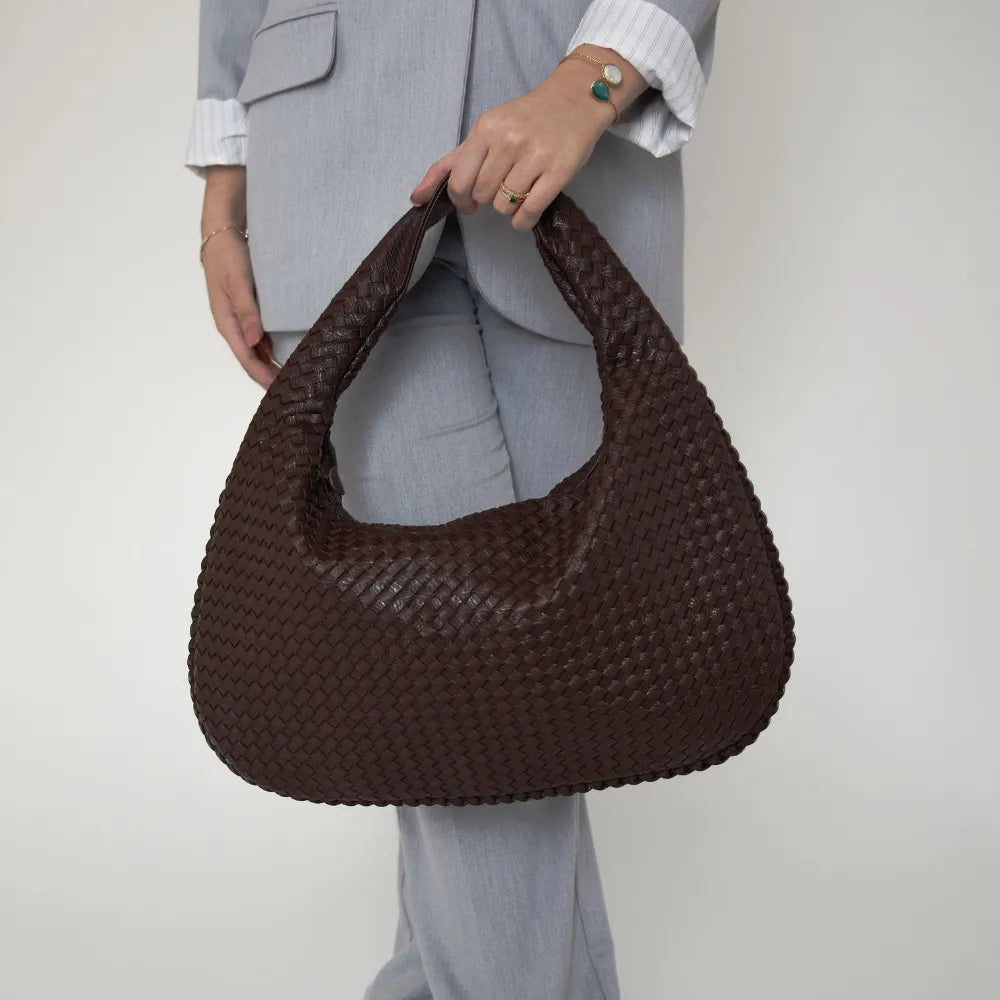 Sac hobo tressé en simili cuir à fermeture zippée