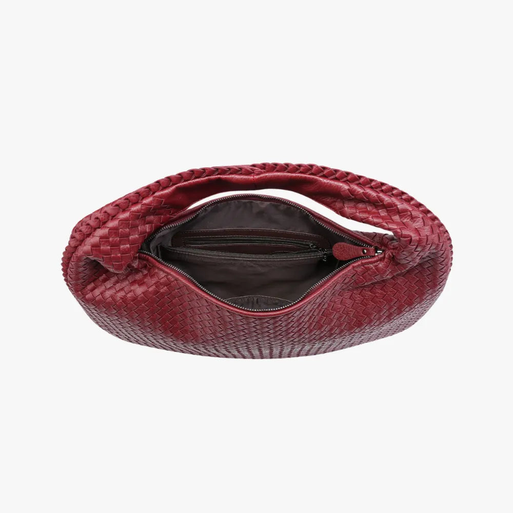 Sac hobo tressé en simili cuir à fermeture zippée