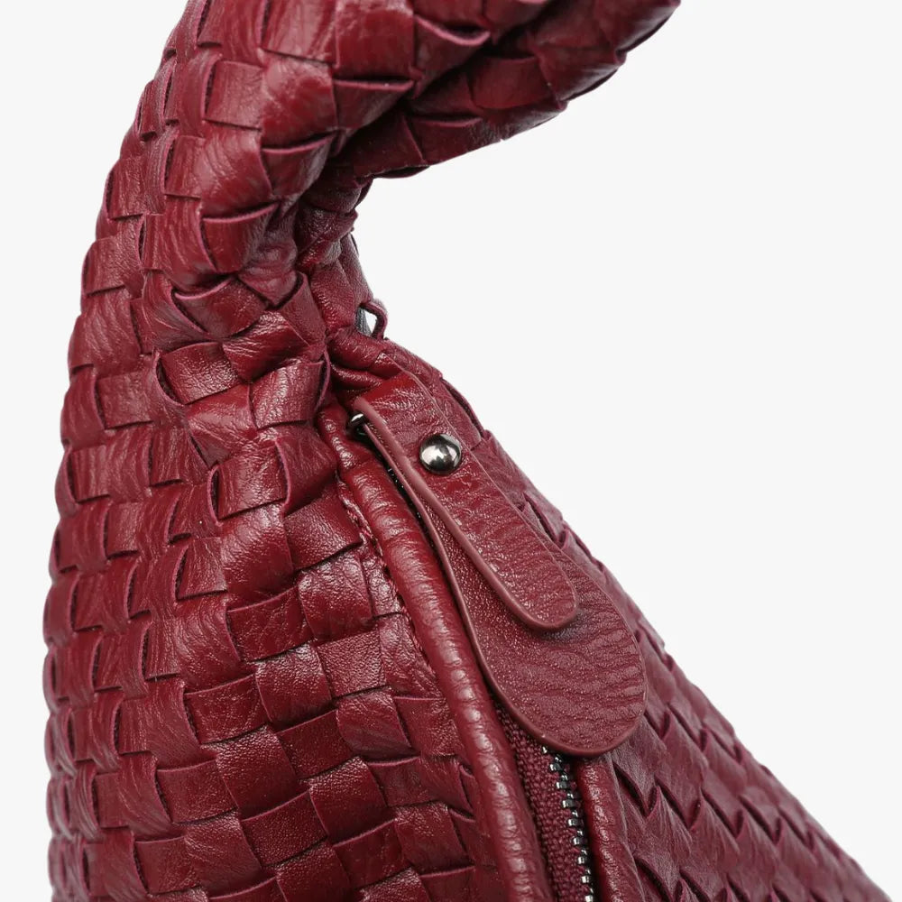 Sac hobo tressé en simili cuir à fermeture zippée