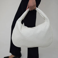Sac hobo tressé en simili cuir à fermeture zippée