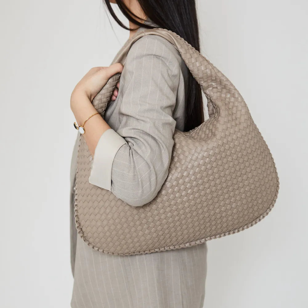 Sac hobo tressé en simili cuir à fermeture zippée