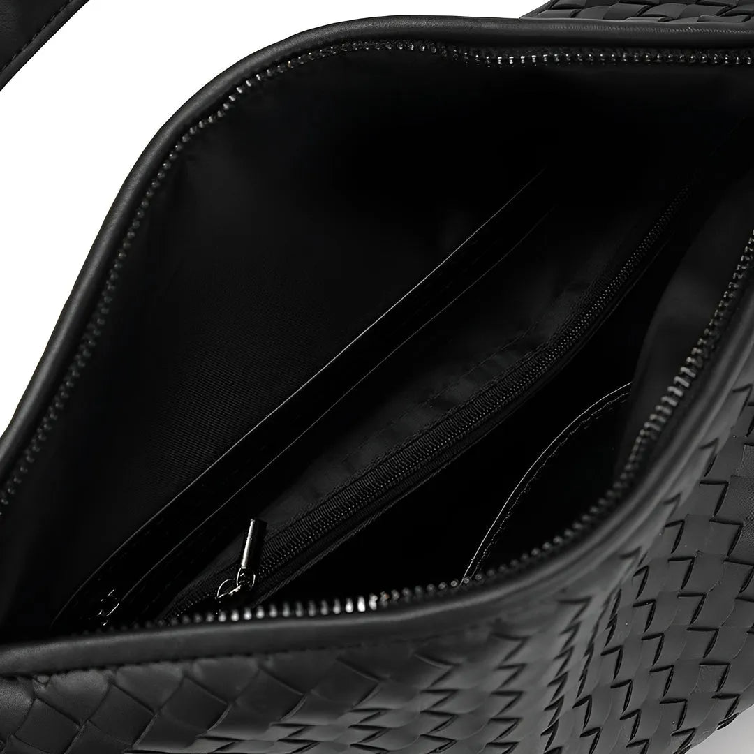 Sac hobo tressé en simili cuir à fermeture zippée
