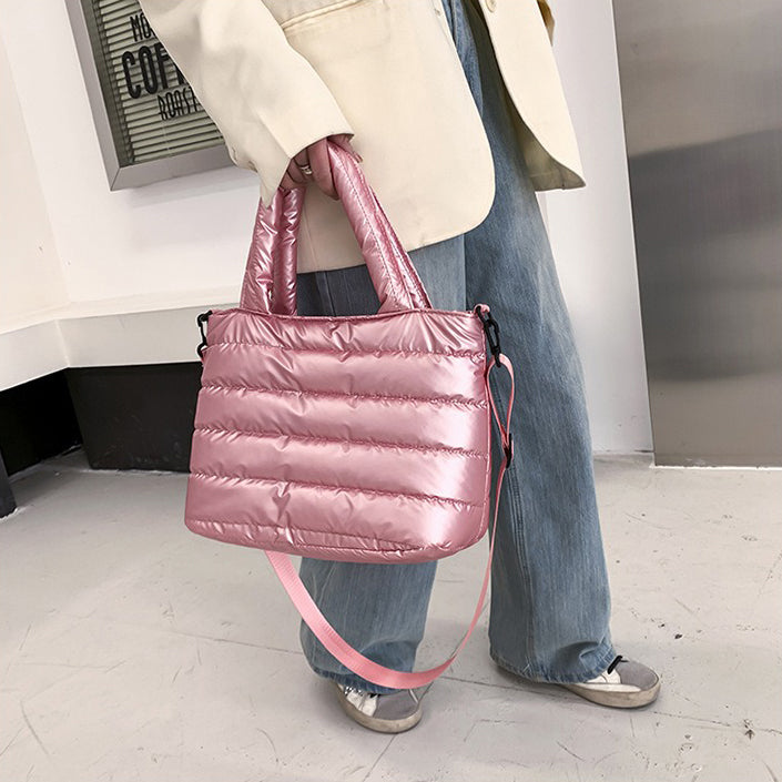 Sac cabas zippé en nylon à bandoulière amovible