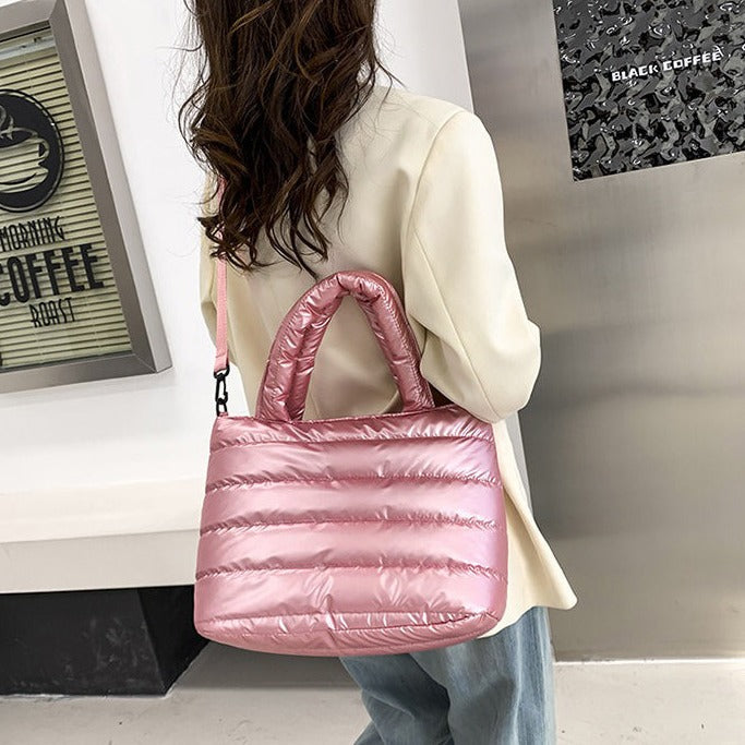 Sac cabas zippé en nylon à bandoulière amovible