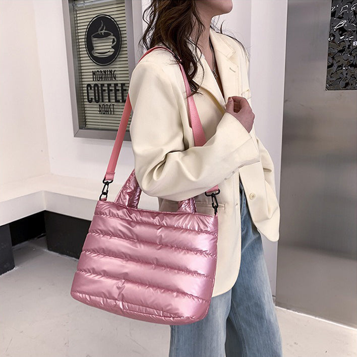 Sac cabas zippé en nylon à bandoulière amovible