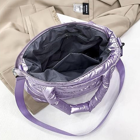 Sac cabas zippé en nylon à bandoulière amovible