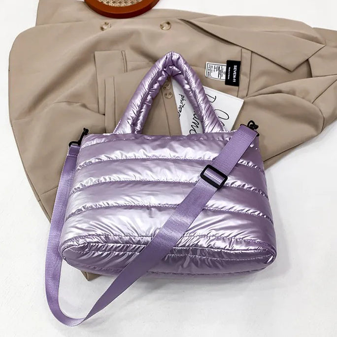 Sac cabas zippé en nylon à bandoulière amovible