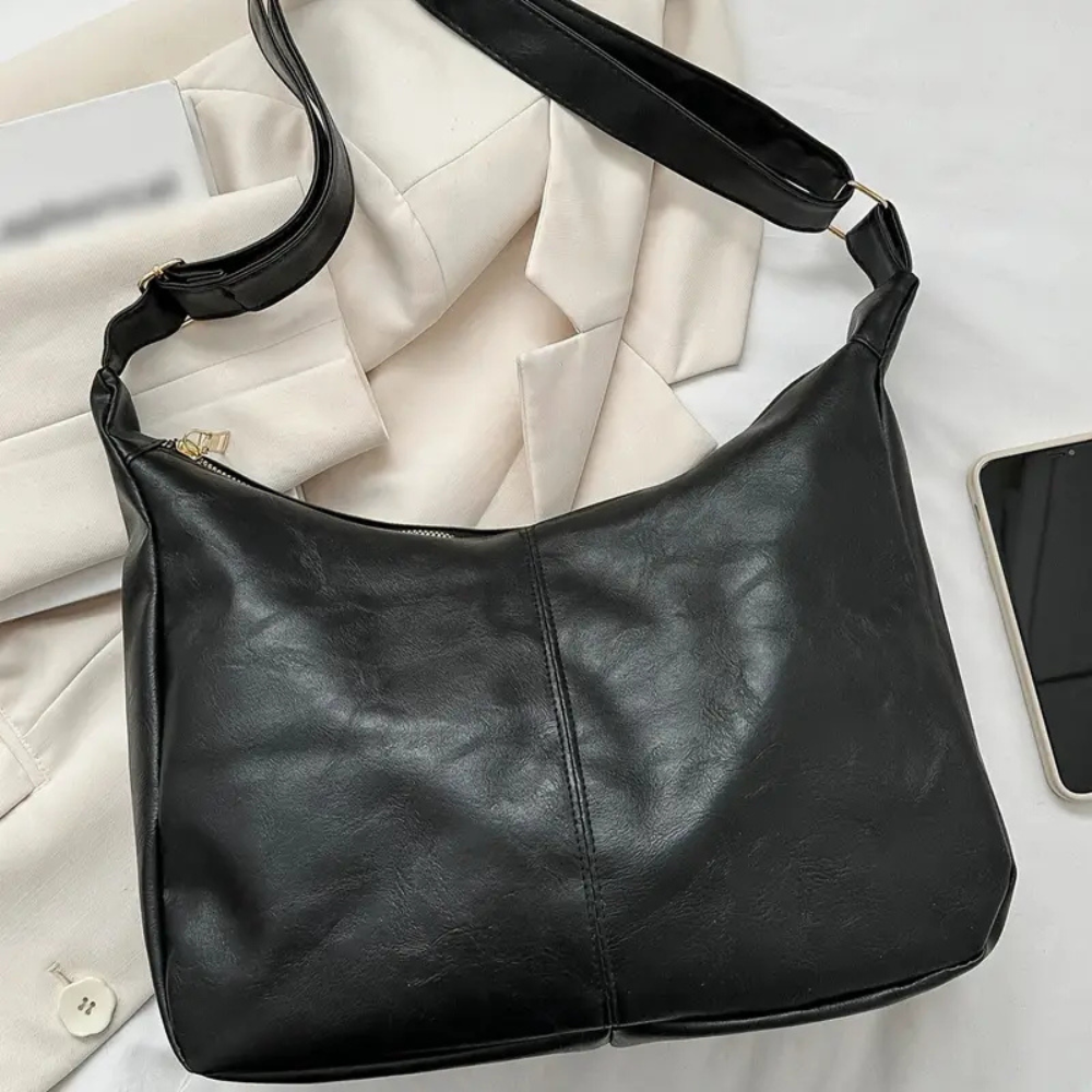 Sac hobo en simili cuir froissé