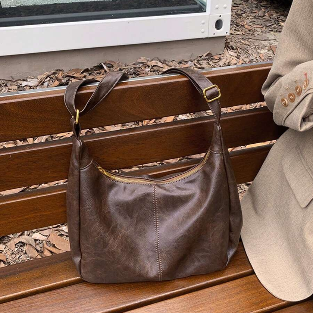 Sac hobo en simili cuir froissé