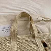 Grand sac cabas en paille zippé