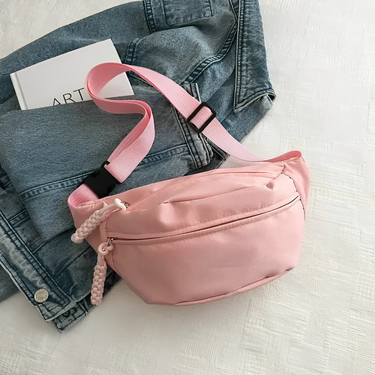 Sac banane bandoulière en nylon à sangle large