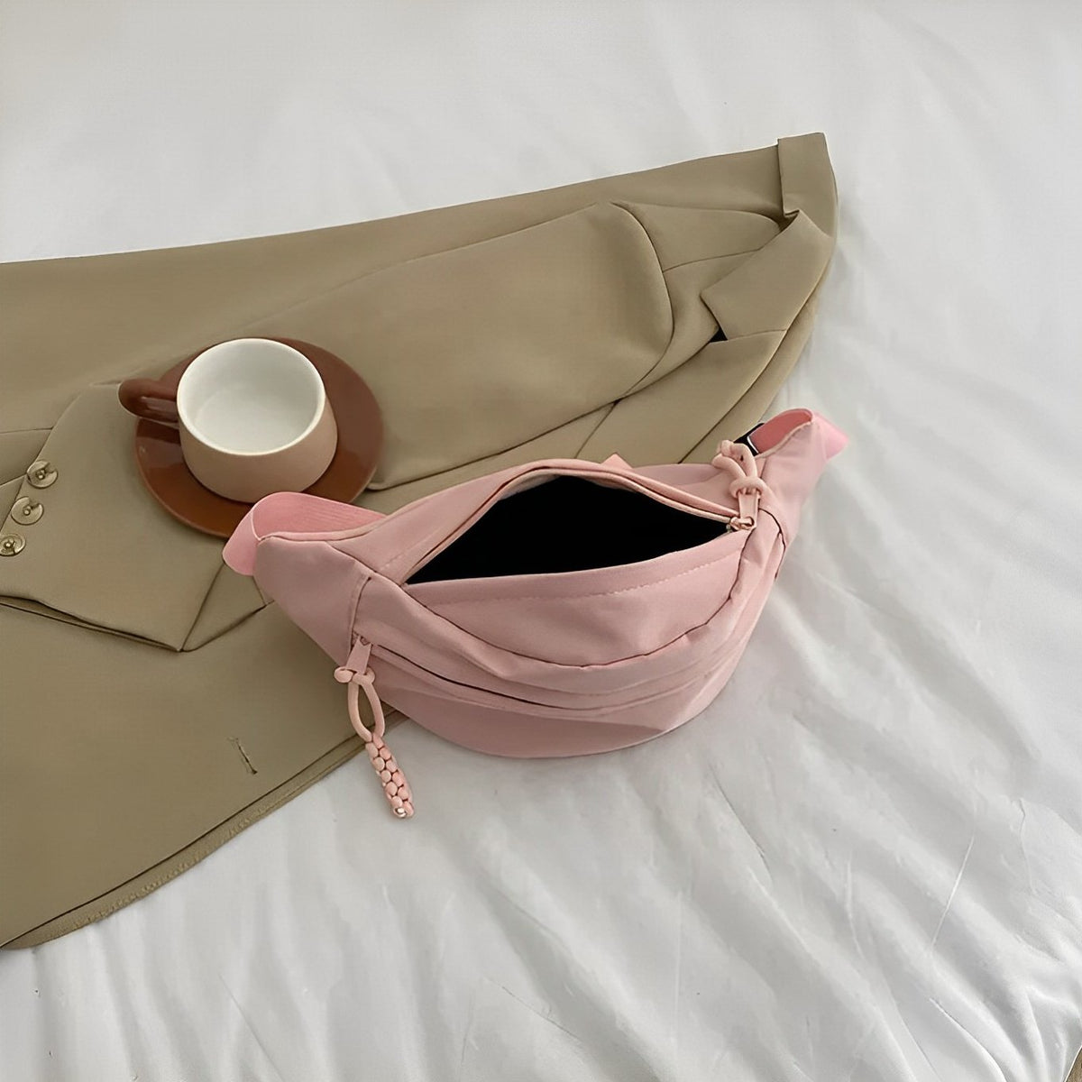 Sac banane bandoulière en nylon à sangle large