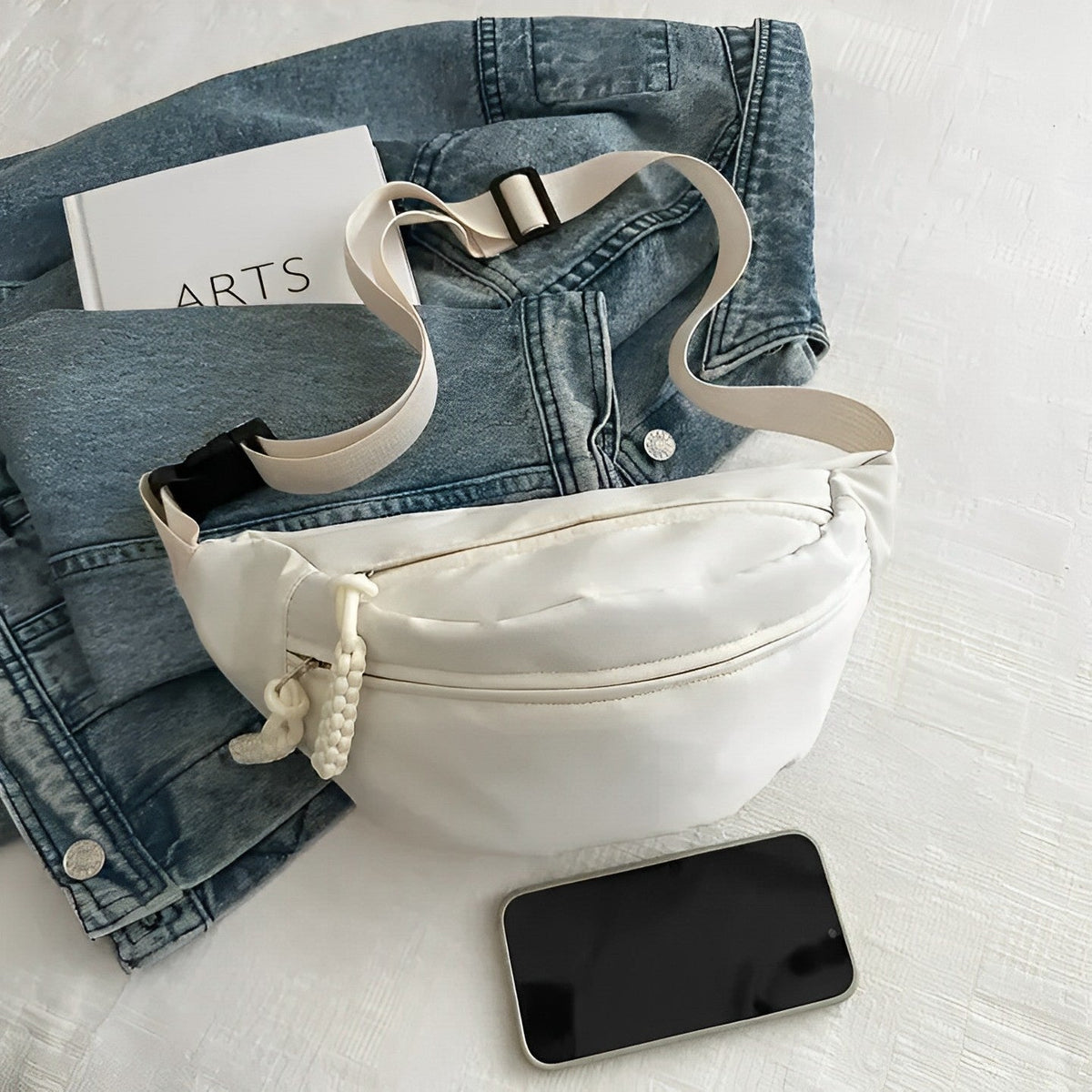 Sac banane bandoulière en nylon à sangle large