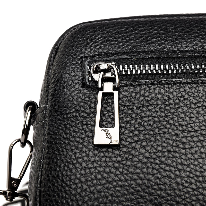 Petit sac bandoulière en simili cuir à sangle brodée