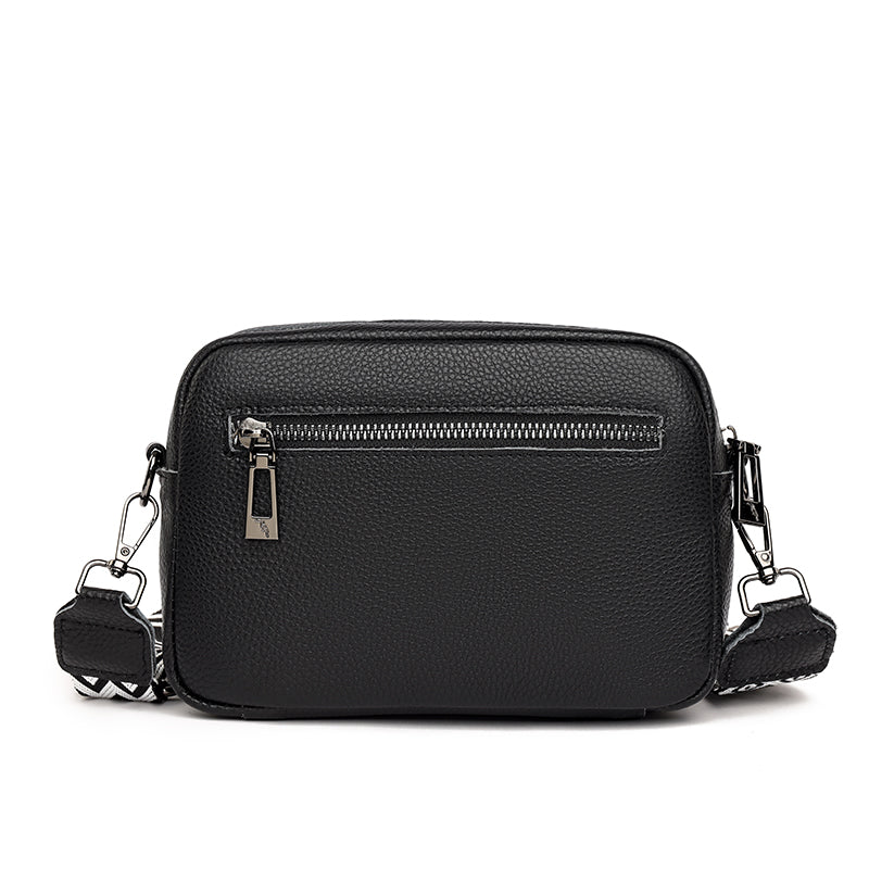 Petit sac bandoulière en simili cuir à sangle brodée