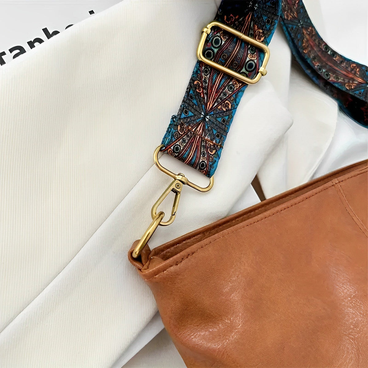 Sac bandoulière en simili cuir à sangle en tissu