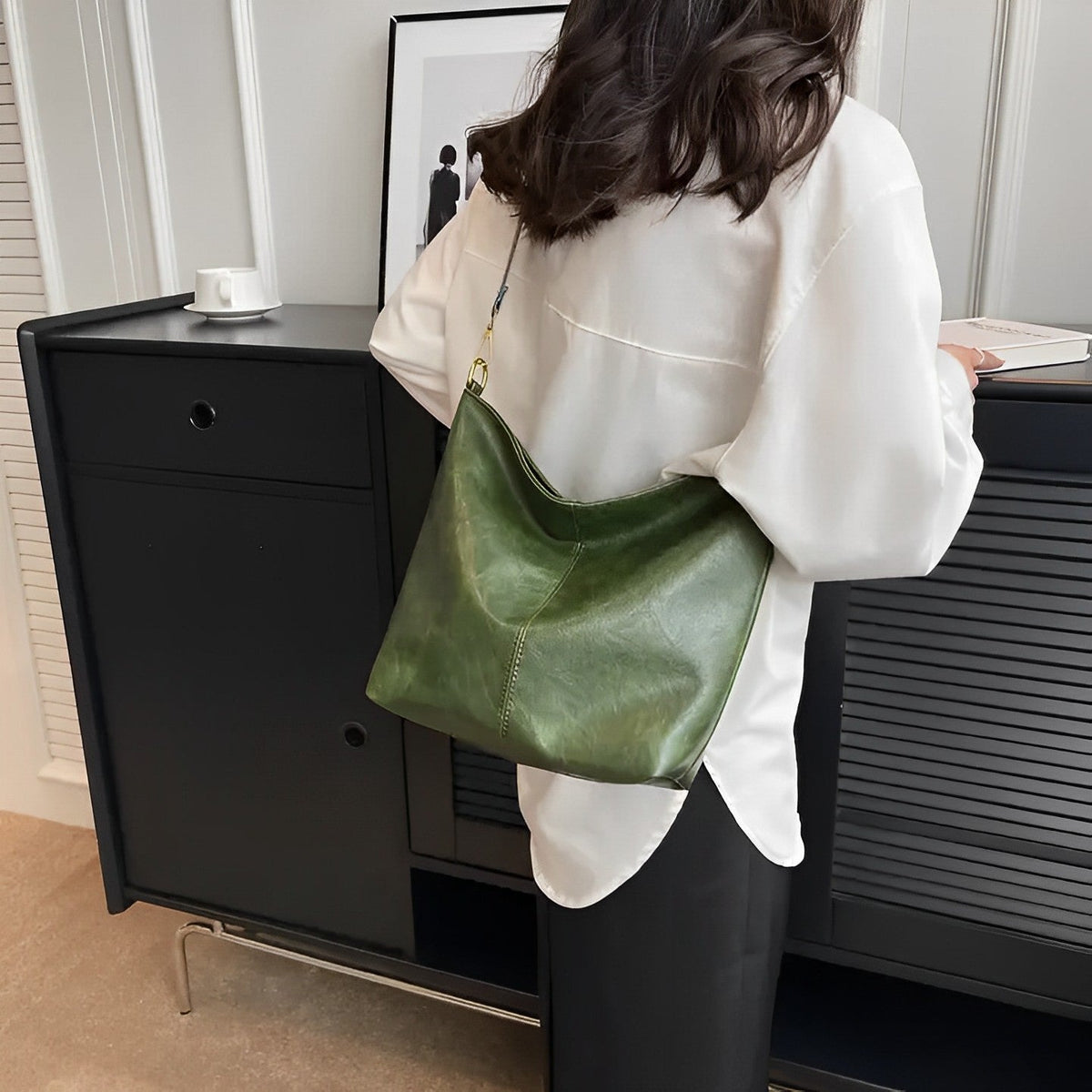 Sac bandoulière en simili cuir à sangle en tissu