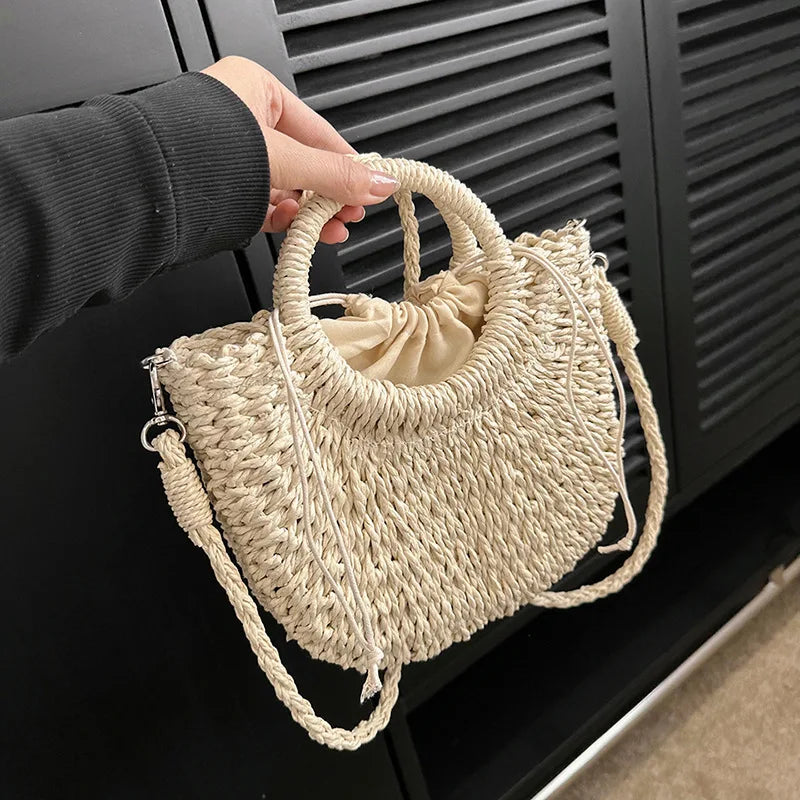 Sac à main en paille à bandoulière